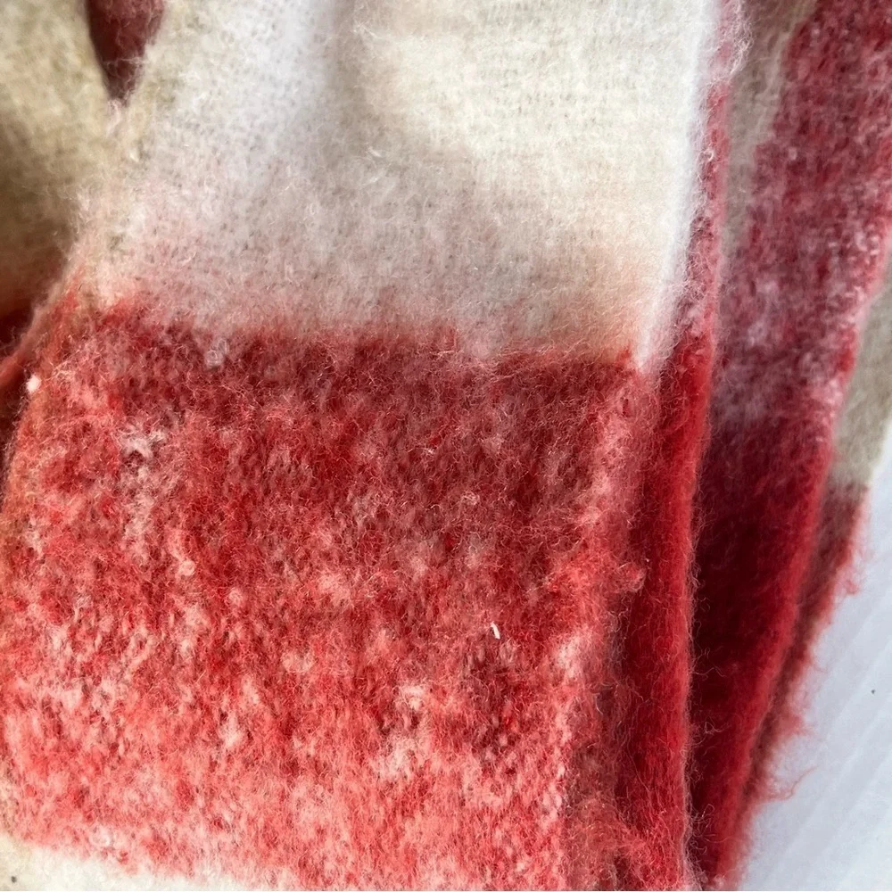 Universal Thread Scarf Lofty Blanket-Like Red and Cream